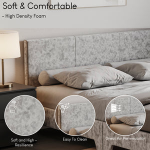 Victoria Double Velvet Bed, Silver UKFR