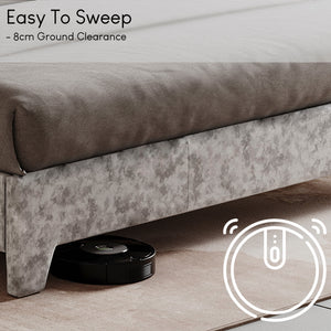 Victoria Double Velvet Bed, Silver UKFR