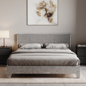 Victoria Double Velvet Bed, Silver UKFR