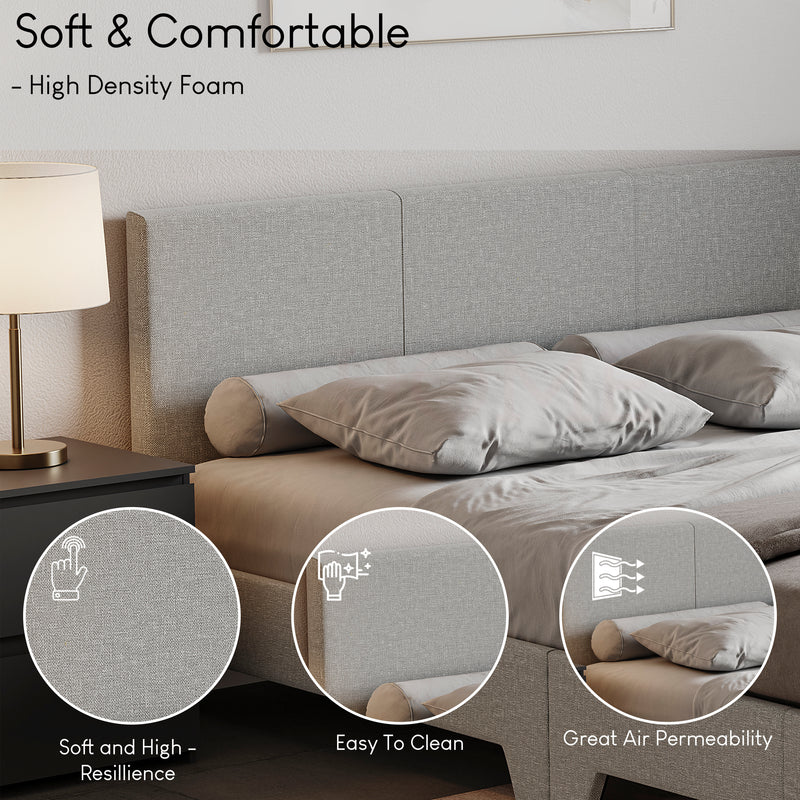 Victoria Double Linen Bed, Light Grey UKFR