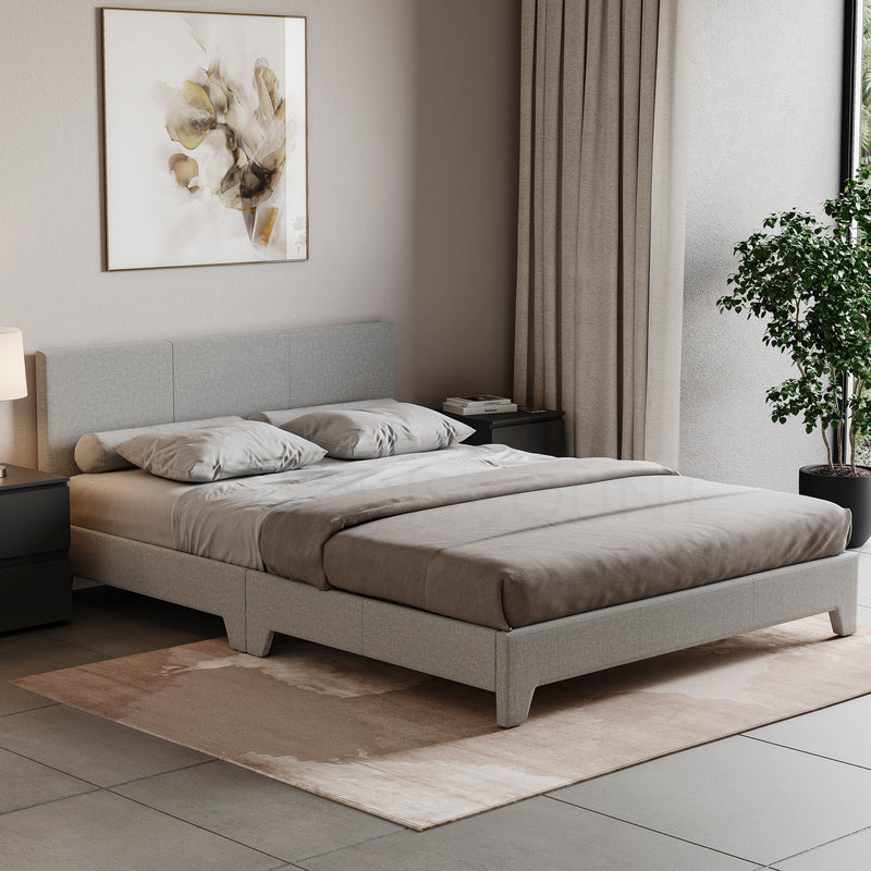 Victoria Double Linen Bed, Light Grey UKFR