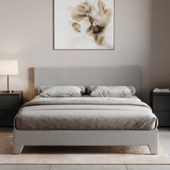 Victoria Double Linen Bed, Light Grey UKFR