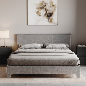 Victoria King Size Velvet Bed, Silver UKFR
