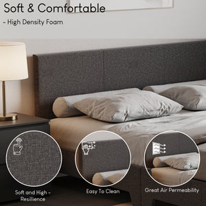 Victoria King Size Linen Bed, Dark Grey UKFR