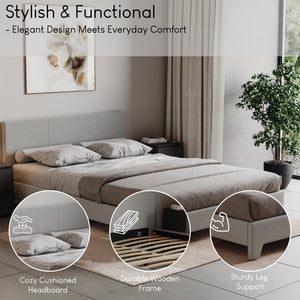 Victoria King Size Linen Bed, Light Grey UKFR