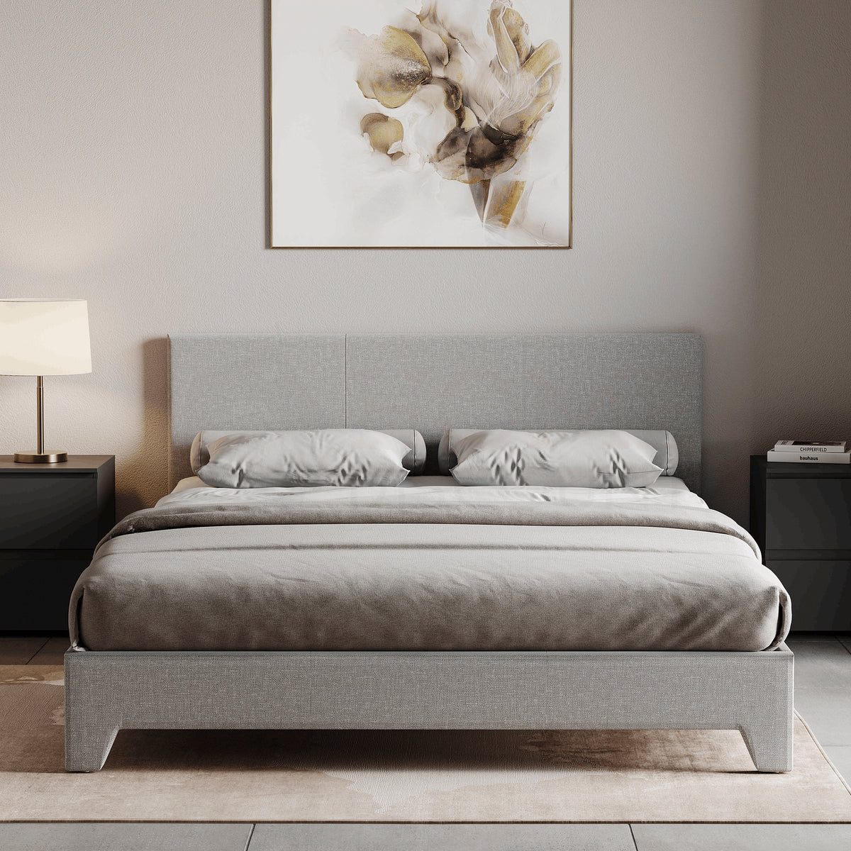 Victoria King Size Linen Bed, Light Grey UKFR
