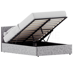 Veronica Double Velvet Ottoman Bed, Silver