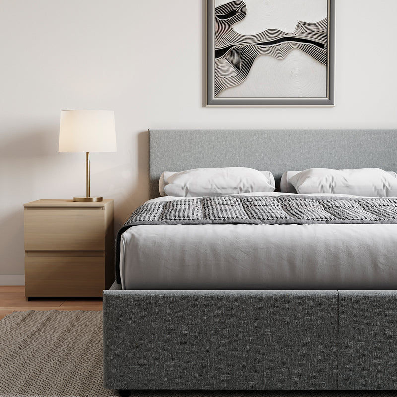 Veronica King Size Linen Ottoman Bed, Light Grey