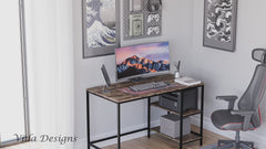 Brooklyn Desk with 2 Shelves - Dark Wood