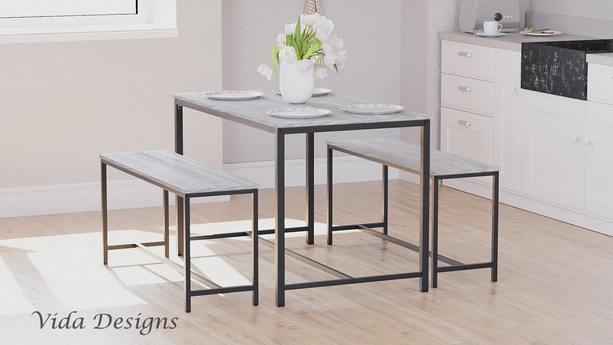 Brooklyn 4-Seater Dining Set - Grey