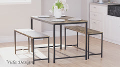 Brooklyn 4-Seater Dining Set - Dark Wood