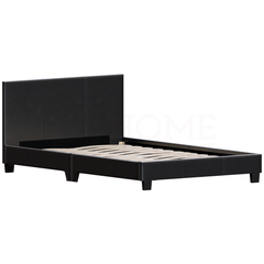 Lisbon Small Double Faux Leather Bed, Black