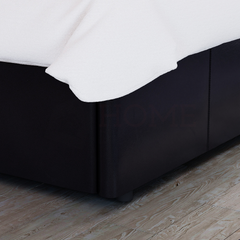 Lisbon Double Ottoman Faux Leather Bed, Black