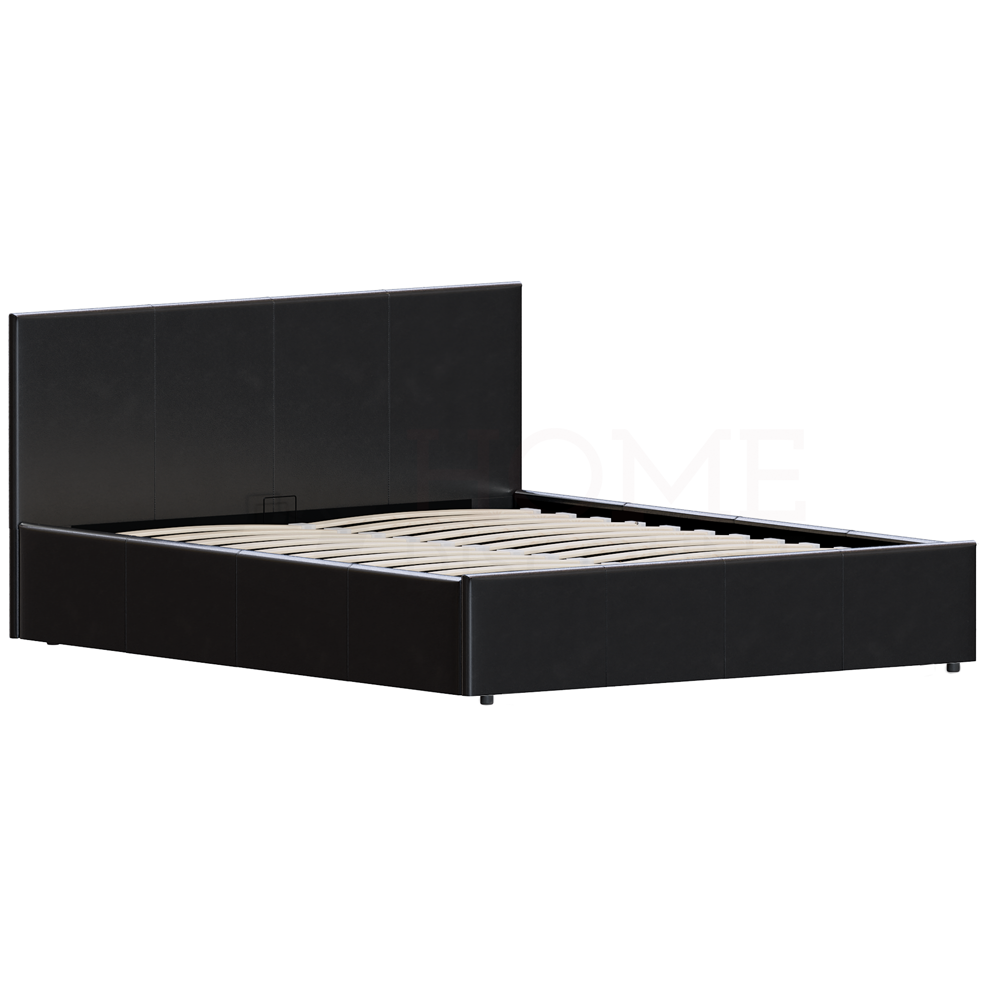 Black leather bed online frame