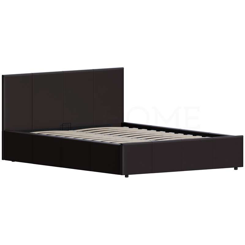 Lisbon Double Ottoman Faux Leather Bed, Brown