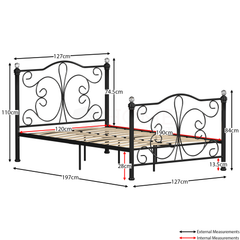 Chicago Small Double Metal Bed, Black