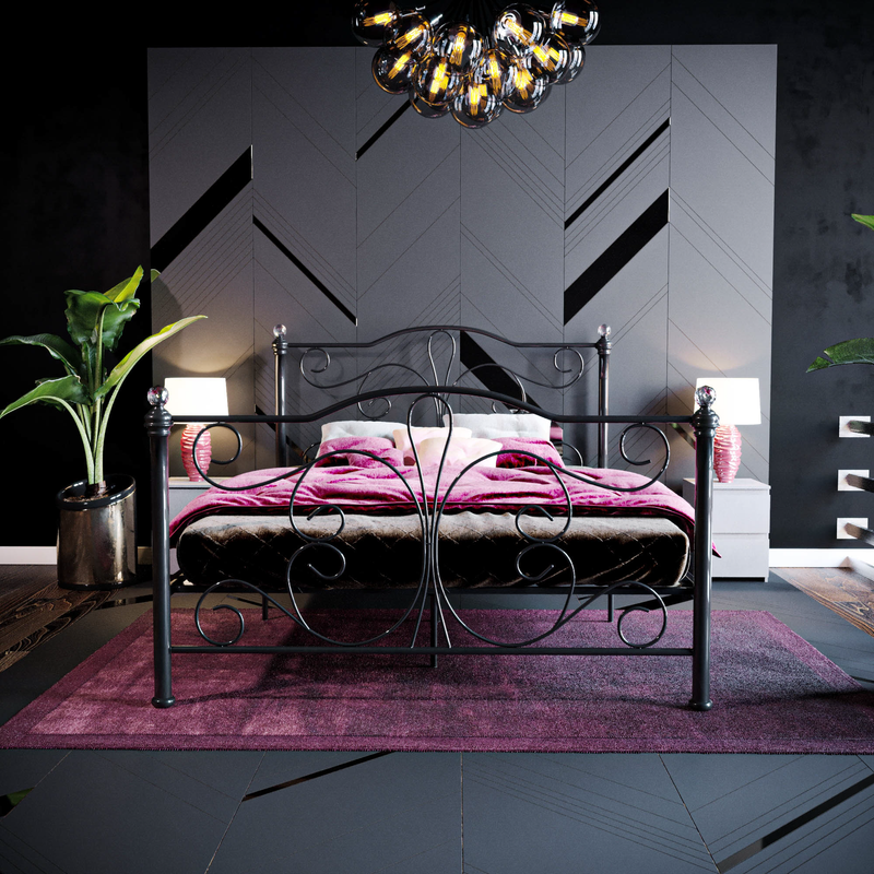 Chicago Double Metal Bed, Black