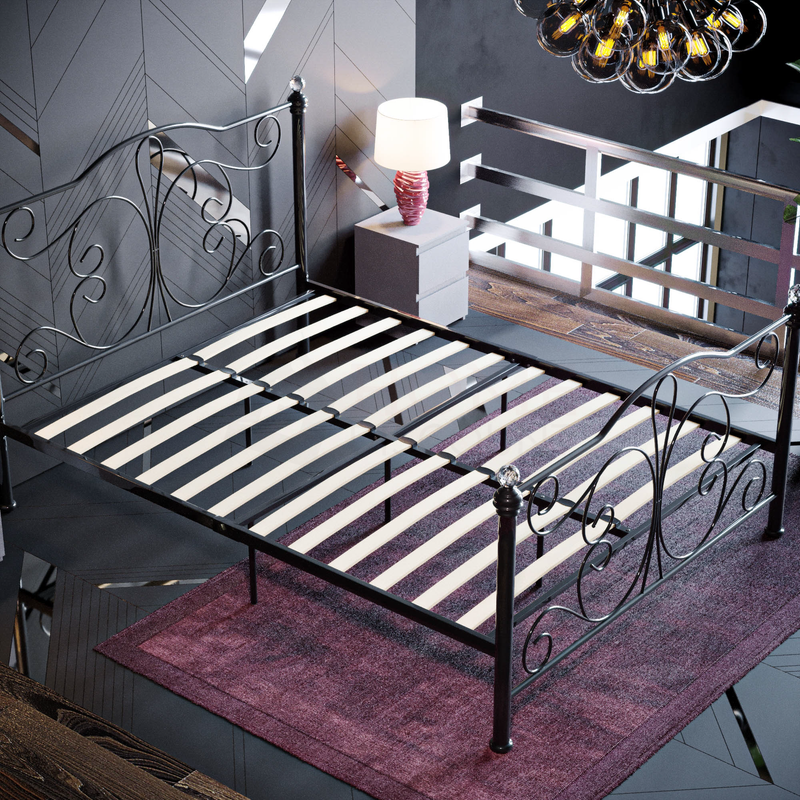 Chicago Double Metal Bed, Black