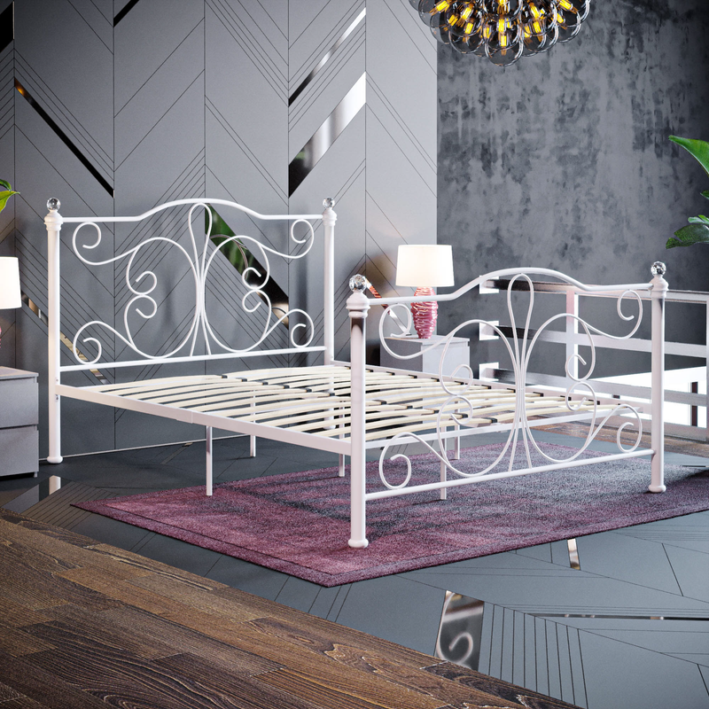Chicago Double Metal Bed, White