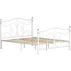 Chicago King Size Metal Bed, White