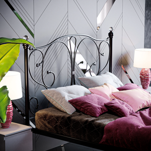 Barcelona Small Double Metal Bed - Black