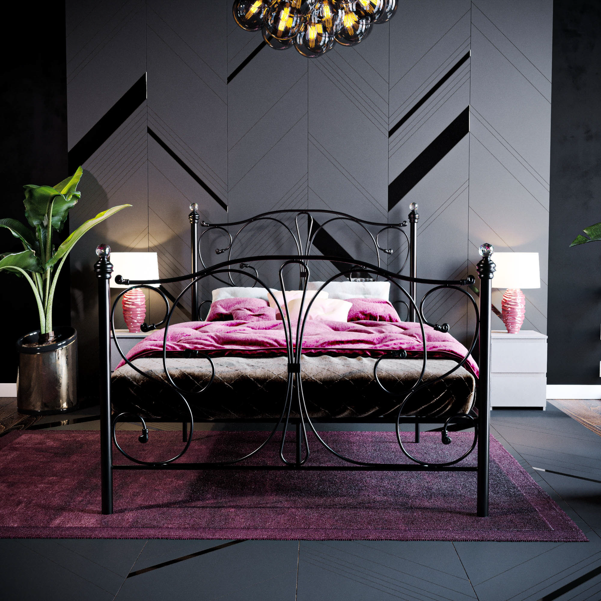 Barcelona Small Double Metal Bed - Black