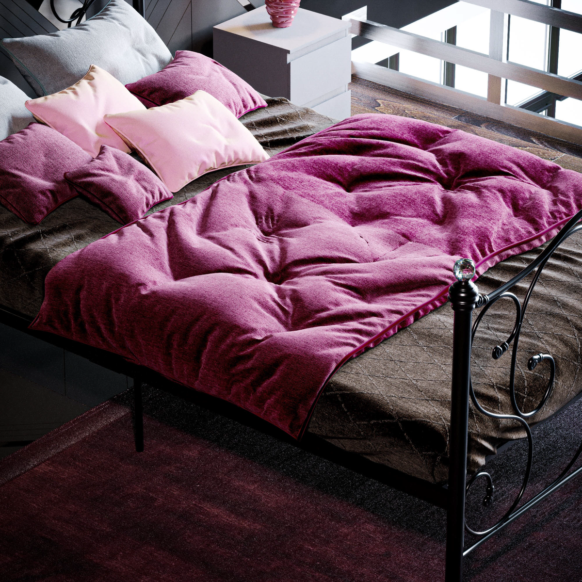 Barcelona Small Double Metal Bed - Black