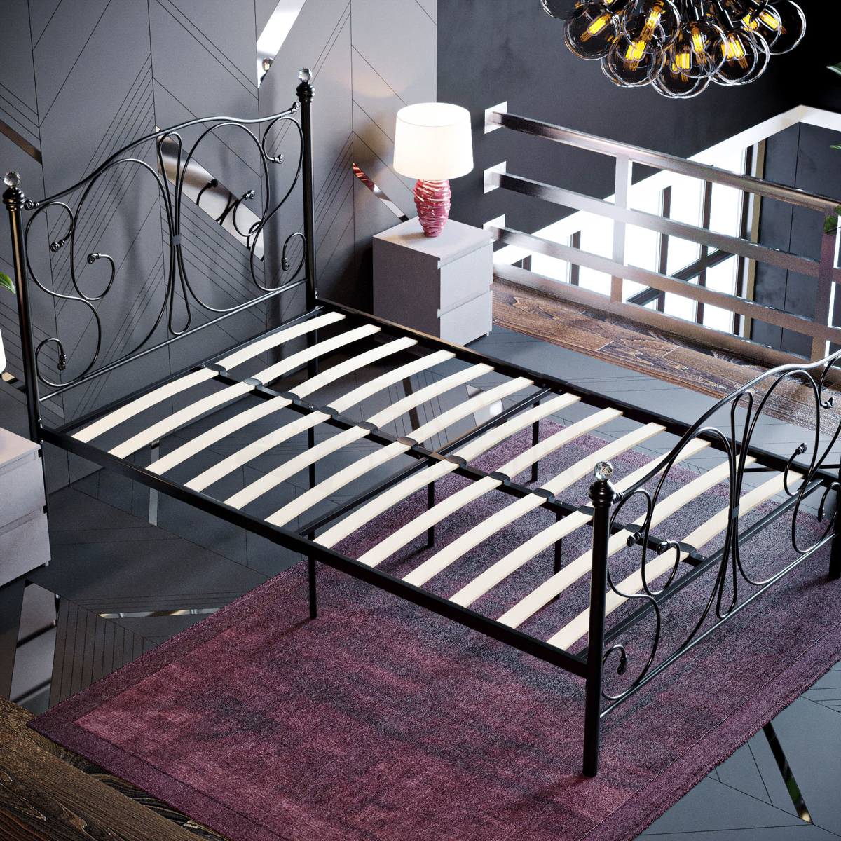 Barcelona Small Double Metal Bed - Black