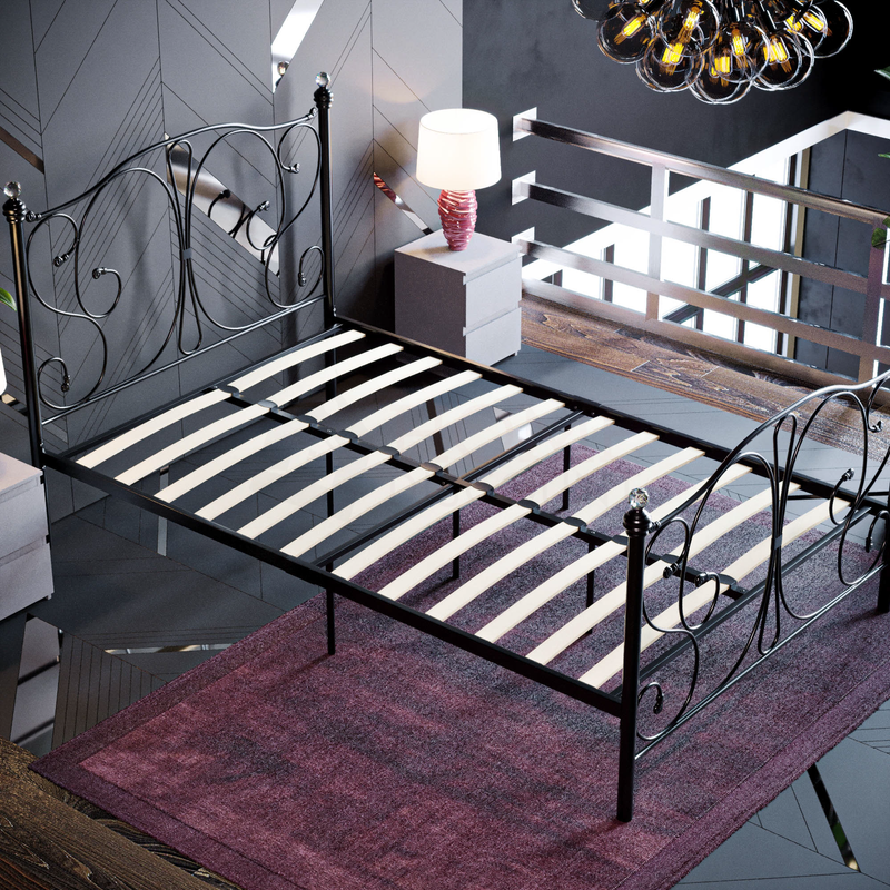 Barcelona Small Double Metal Bed, Black