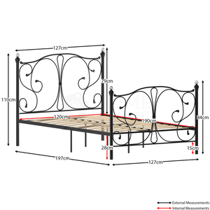 Barcelona Small Double Metal Bed - Black