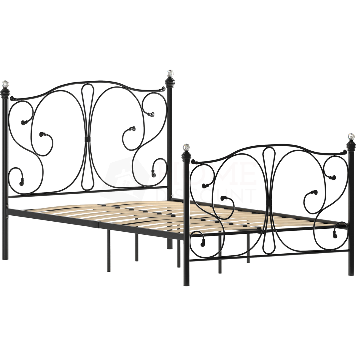 Barcelona Small Double Metal Bed - Black