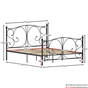 Barcelona King Size Metal Bed - Black