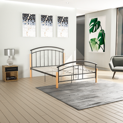 Vida Designs Venice Double Metal & Wood Bed, Black