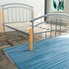 Vida Designs Venice Small Double Metal & Wood Bed, Silver