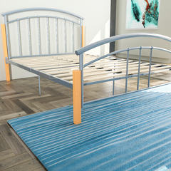 Vida Designs Venice Double Metal & Wood Bed, Silver