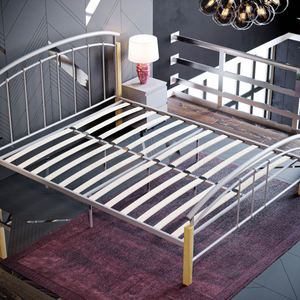 Venice King Size Metal & Wood Bed, Silver