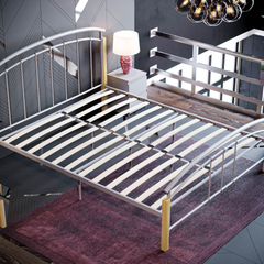 Venice King Size Metal & Wood Bed, Silver