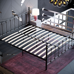 Paris King Size Metal Bed, Black