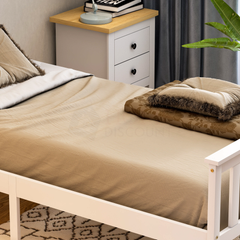 Milan Single Wooden Bed, High Foot, White