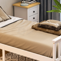 Milan Single Wooden Bed, High Foot - White