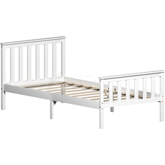Milan Single Wooden Bed, High Foot, White