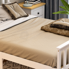Milan Double Wooden Bed, High Foot, White