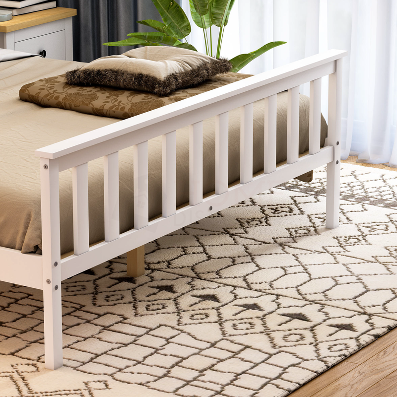 Milan King Size Wooden Bed, High Foot, White
