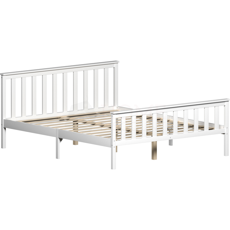 Milan King Size Wooden Bed, High Foot, White