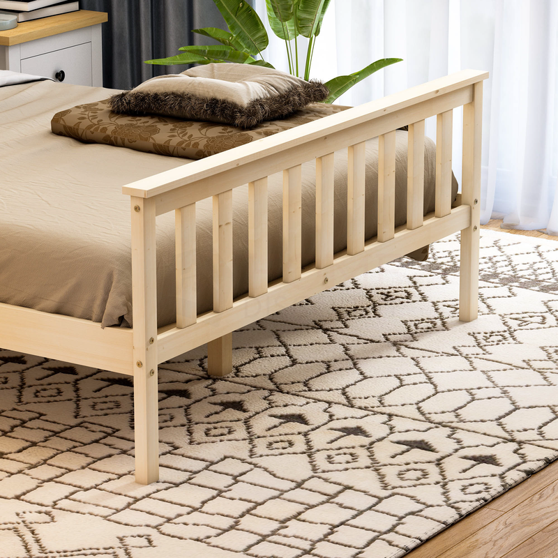 Milan Double Wooden Bed, High Foot, Pine