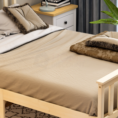 Milan Double Wooden Bed, High Foot, Pine