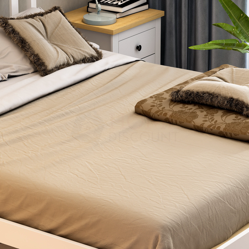 Milan King Size Wooden Bed, Low Foot, White & Pine
