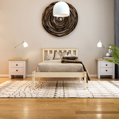 Milan Single Wooden Bed, Low Foot, Pine