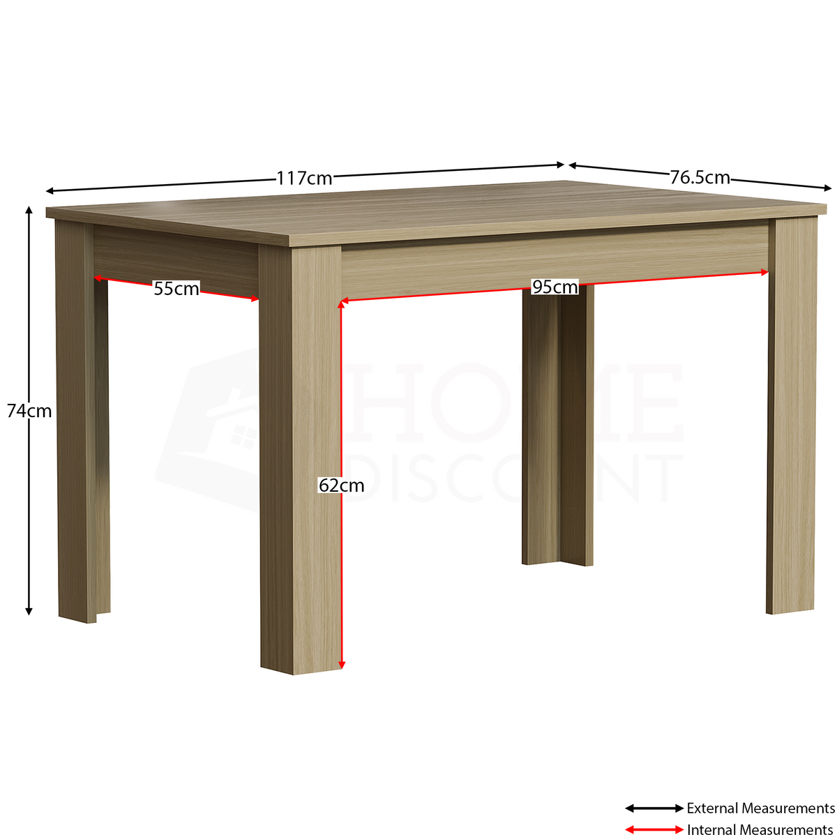 Medina 4-Seater Dining Table - Oak