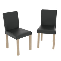 Canterbury Set Of 2 PU Dining Chairs, Black & Oak